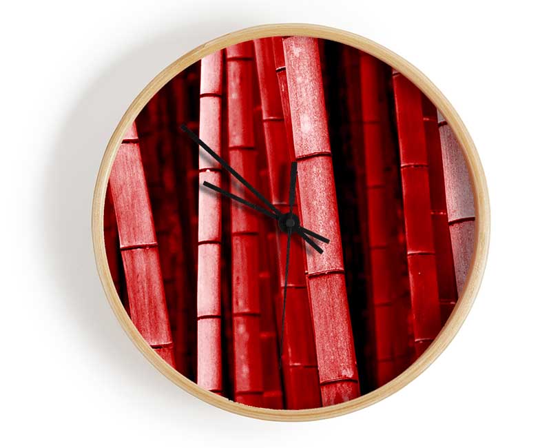 Red Bamboo Clock - Wallart-Direct UK