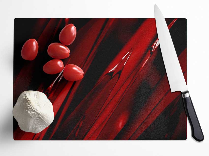 Red Broken Dream Glass Chopping Board