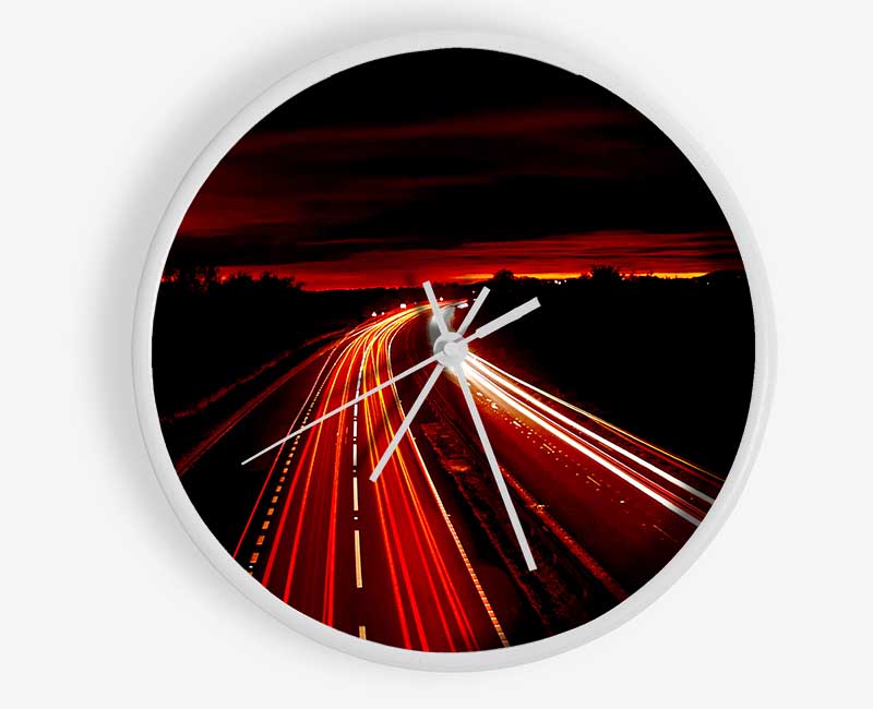 Red Fire Road Clock - Wallart-Direct UK