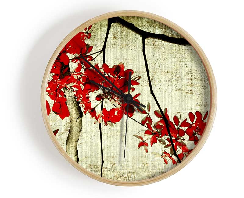 Red Leaf Skies Clock - Wallart-Direct UK