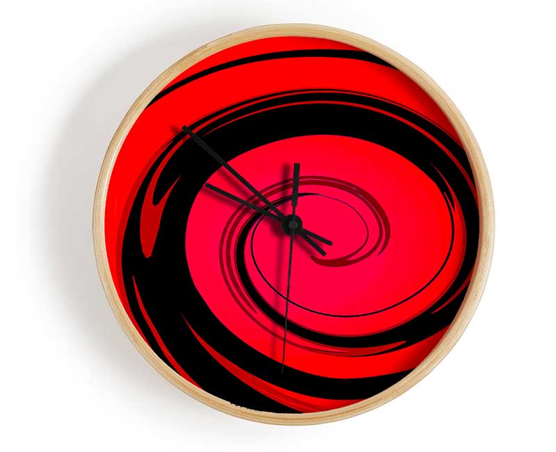 Red Liquid Swirl Clock - Wallart-Direct UK