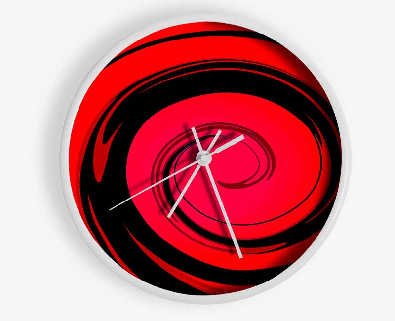 Red Liquid Swirl Clock - Wallart-Direct UK