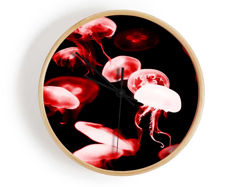 Red Neon Jellyfish Clock - Wallart-Direct UK