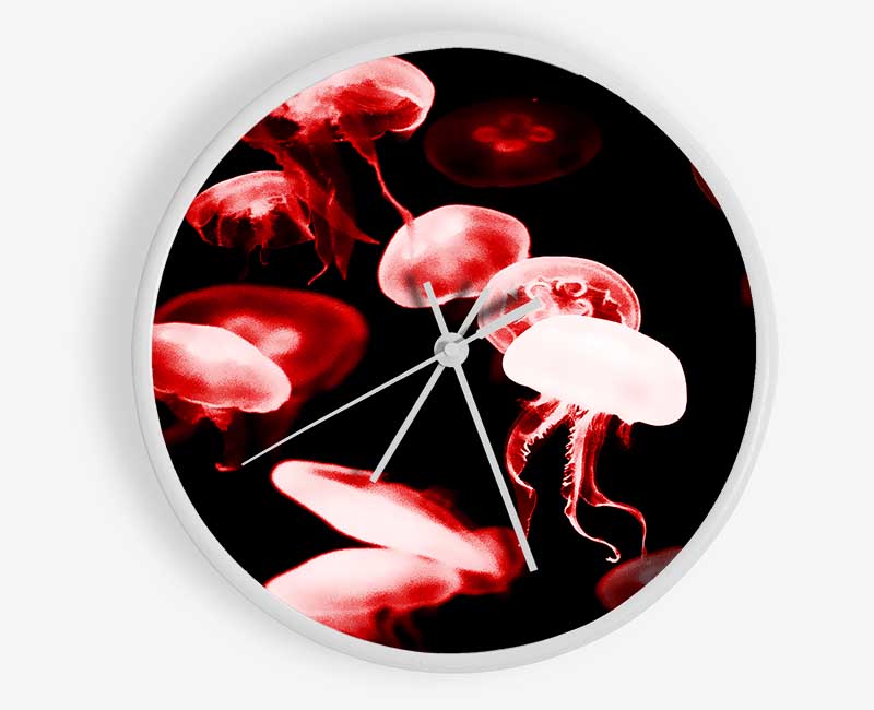 Red Neon Jellyfish Clock - Wallart-Direct UK