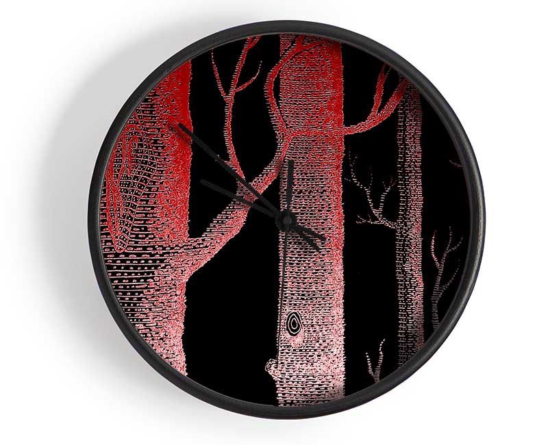 Red Night Trees Clock - Wallart-Direct UK