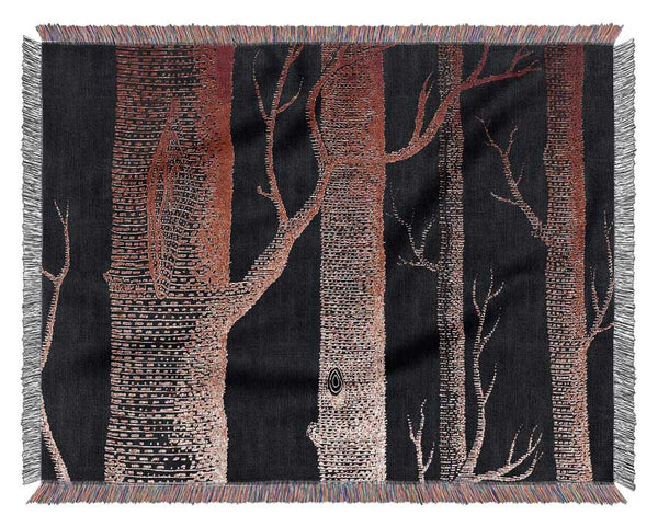 Red Night Trees Woven Blanket