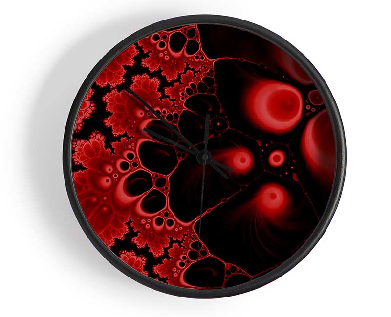 Red On Black Flourish Clock - Wallart-Direct UK