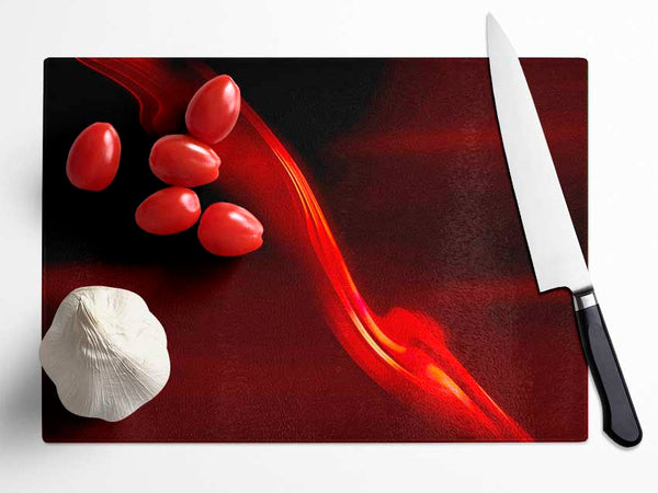 Red Silk Twist Glass Chopping Board