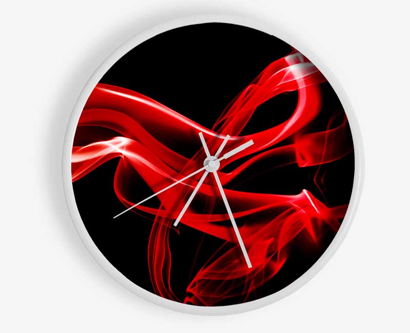 Red Smoke Patterns Clock - Wallart-Direct UK