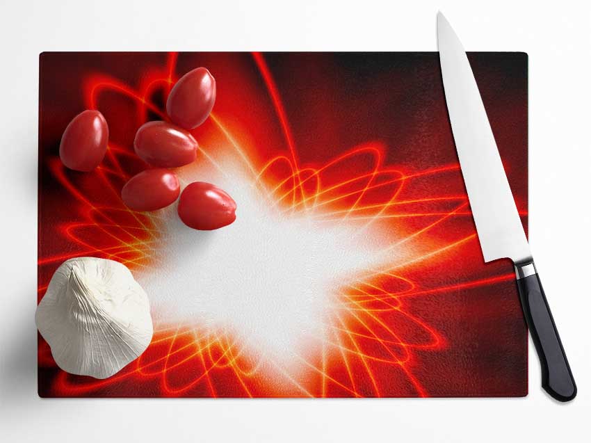 Red Star Explosion Glass Chopping Board