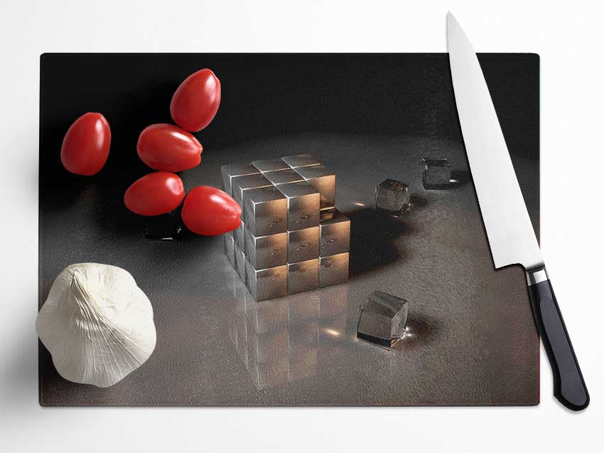 Silver Ice Cube Glass Chopping Board