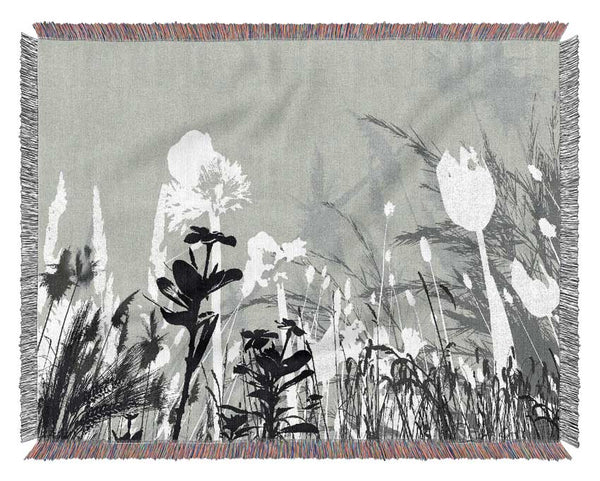 Silver Splash Flowers Woven Blanket