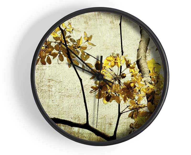 The Golden Winter Leaves Clock - Wallart-Direct UK