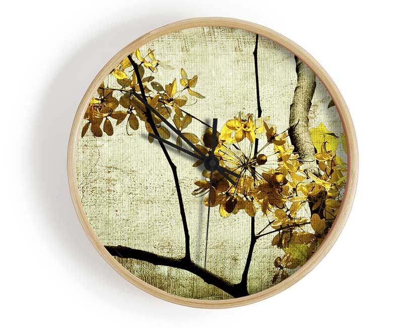 The Golden Winter Leaves Clock - Wallart-Direct UK