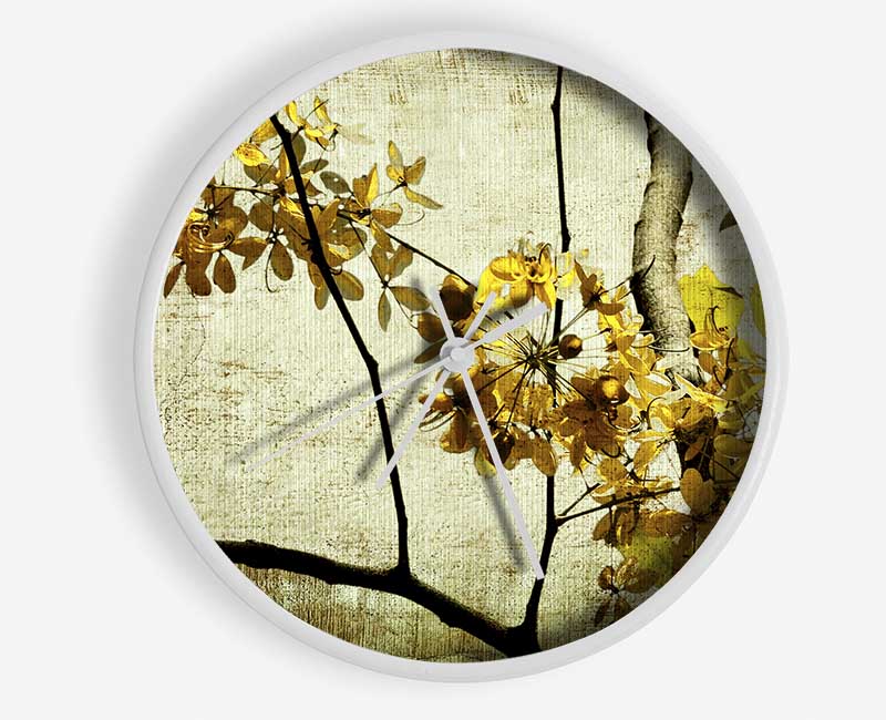 The Golden Winter Leaves Clock - Wallart-Direct UK