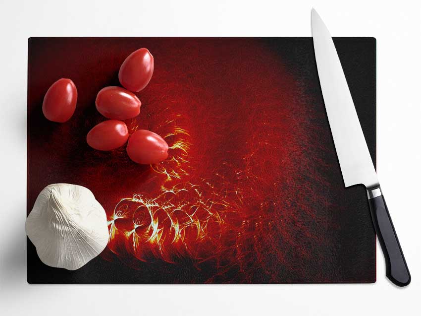 Time Tunnel Vibrant Red Glass Chopping Board