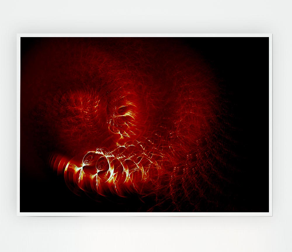 Time Tunnel Vibrant Red Print Poster Wall Art