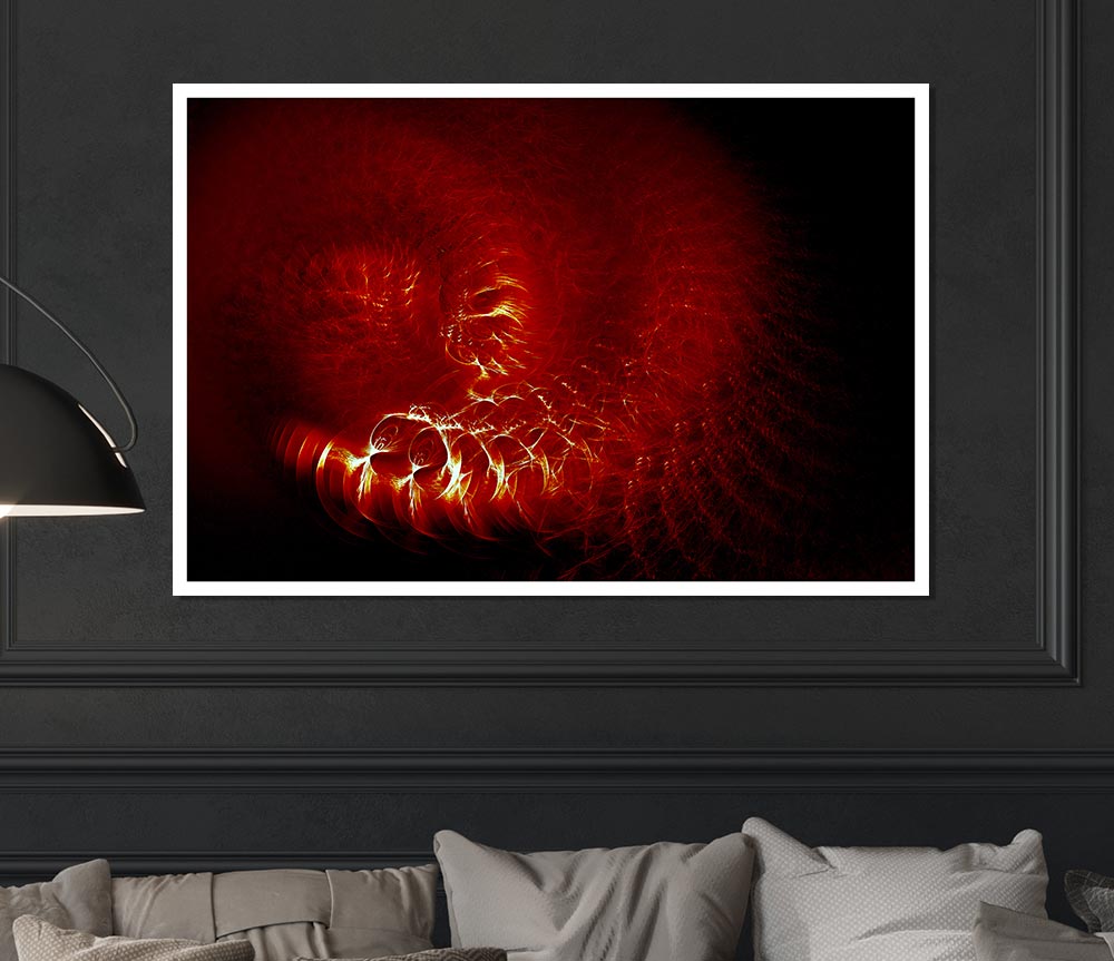 Time Tunnel Vibrant Red Print Poster Wall Art