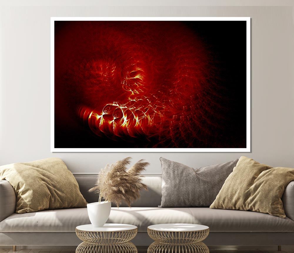 Time Tunnel Vibrant Red Print Poster Wall Art