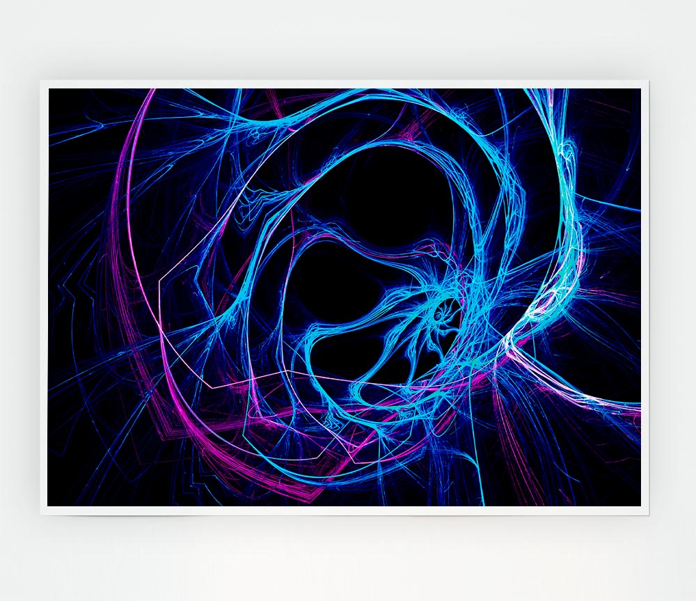 Tunnels Of Time Blue Print Poster Wall Art