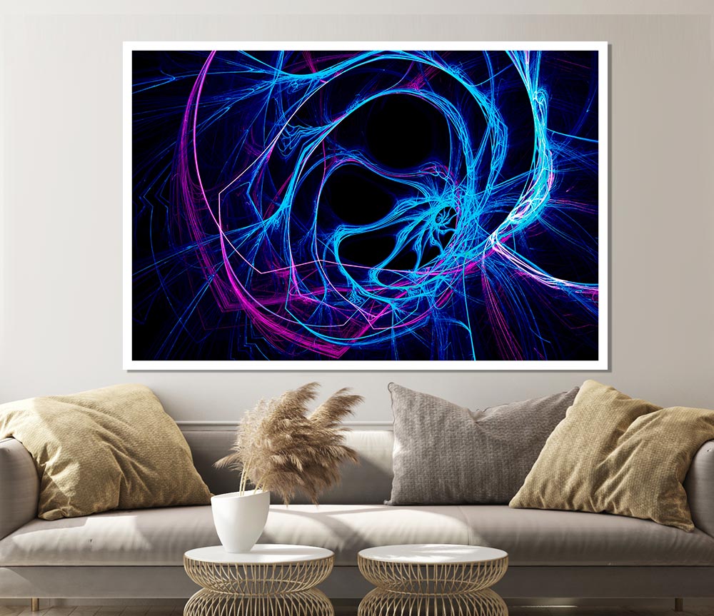 Tunnels Of Time Blue Print Poster Wall Art