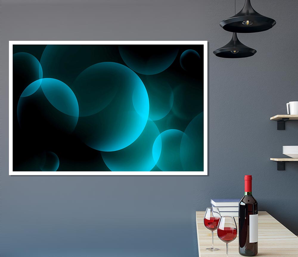 Turquoise Big Bubbles Print Poster Wall Art