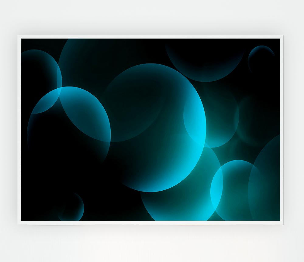 Turquoise Big Bubbles Print Poster Wall Art