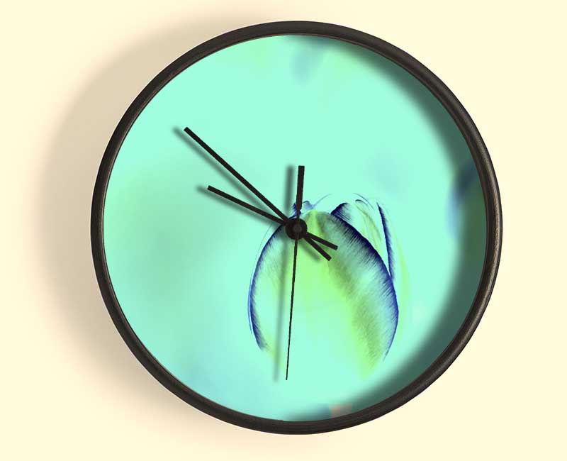 Turquoise Tulip Clock - Wallart-Direct UK