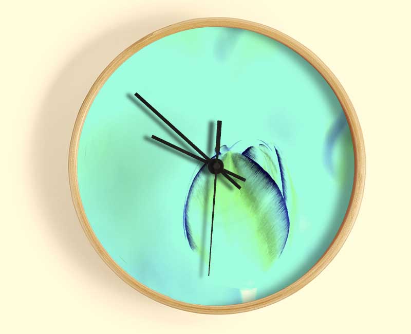 Turquoise Tulip Clock - Wallart-Direct UK