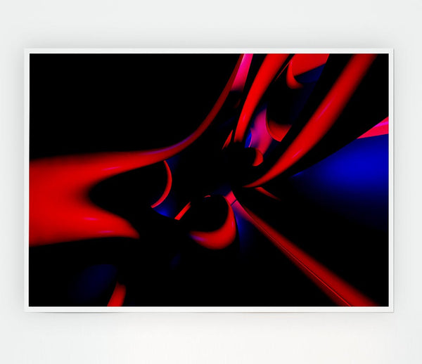 Vibrant Red Tunnels Print Poster Wall Art