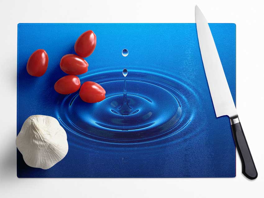 Water Drop Perfect Blue Glass Chopping Board