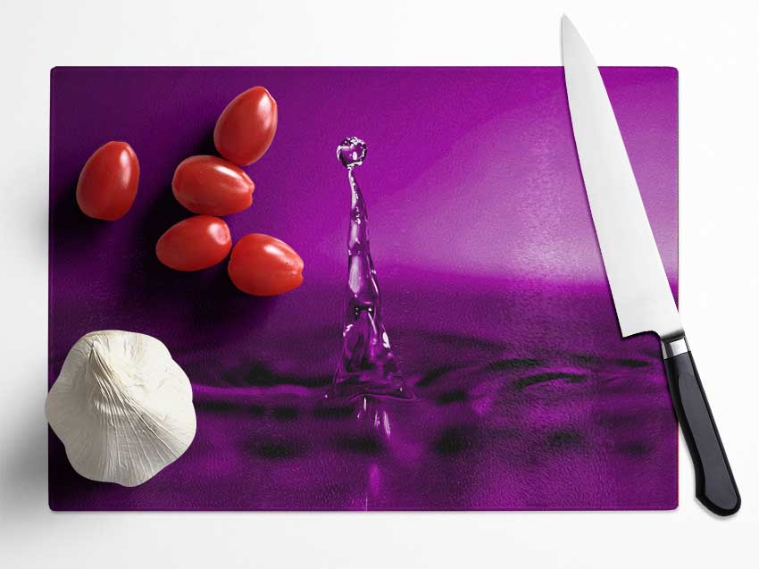 Water Drop Attention Purple Glass Chopping Board