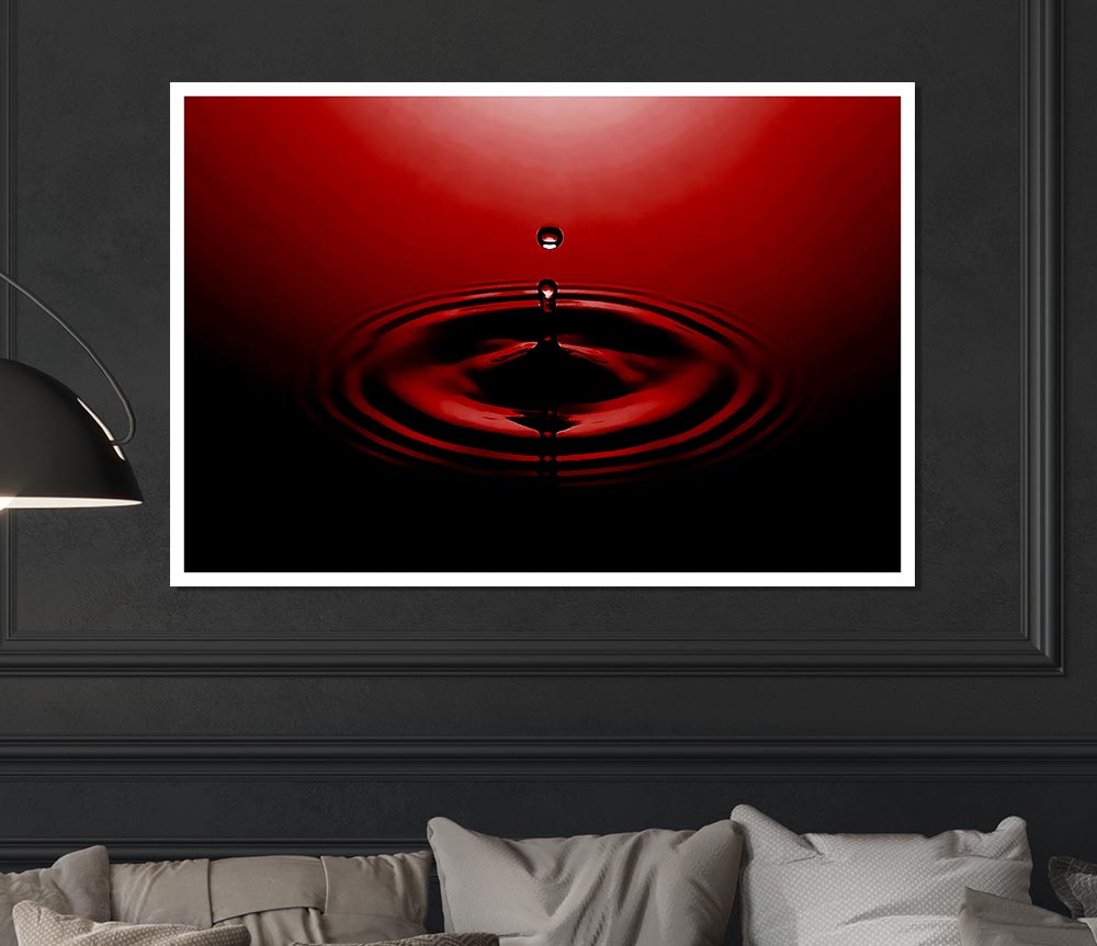 Water Droplet Red Print Poster Wall Art