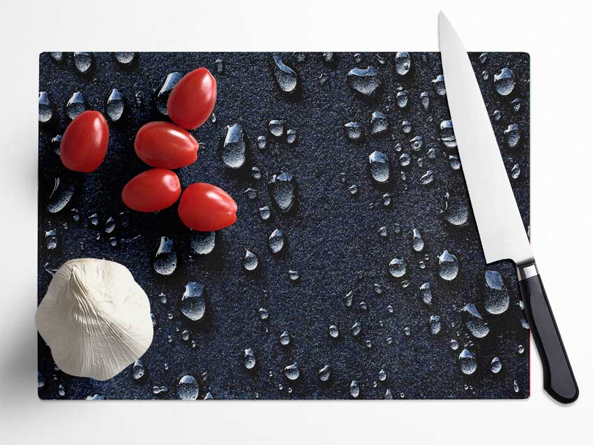 Water Drops Dark Glass Chopping Board