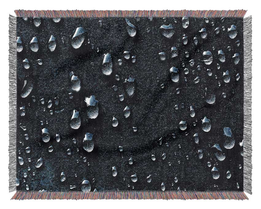 Water Drops Dark Woven Blanket