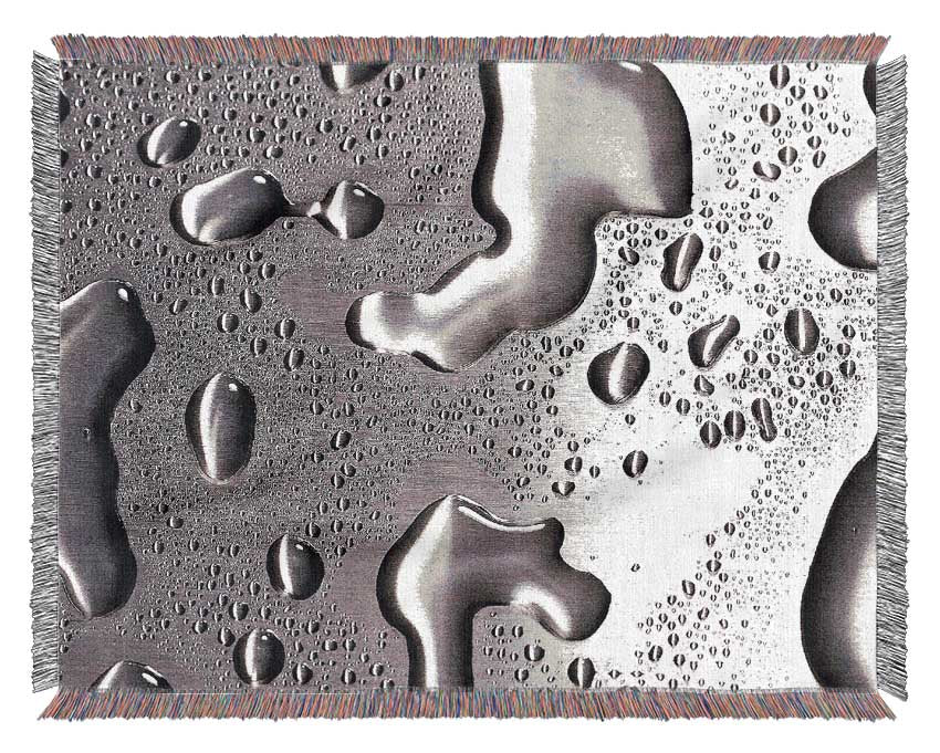 Water Drops On Silver Surface Woven Blanket