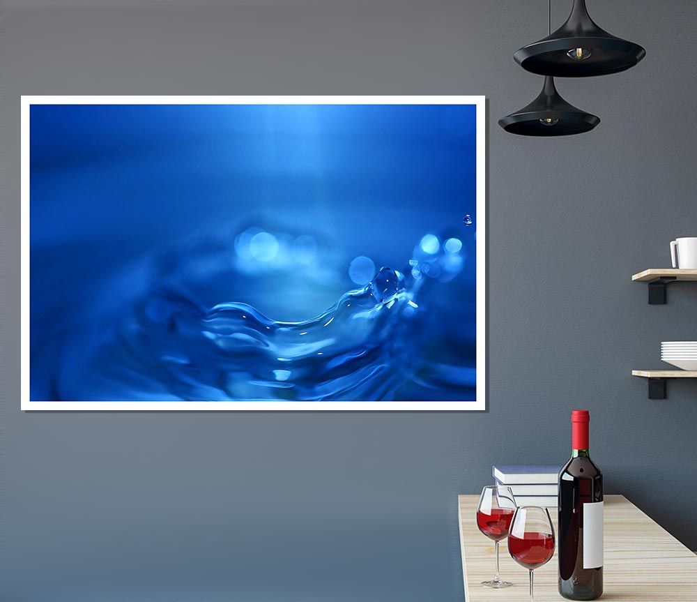 Water Splash Ripple Blue Print Poster Wall Art