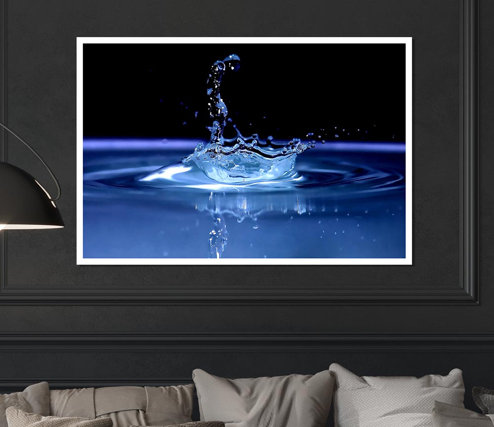 Water Splash Delight Blue Print Poster Wall Art