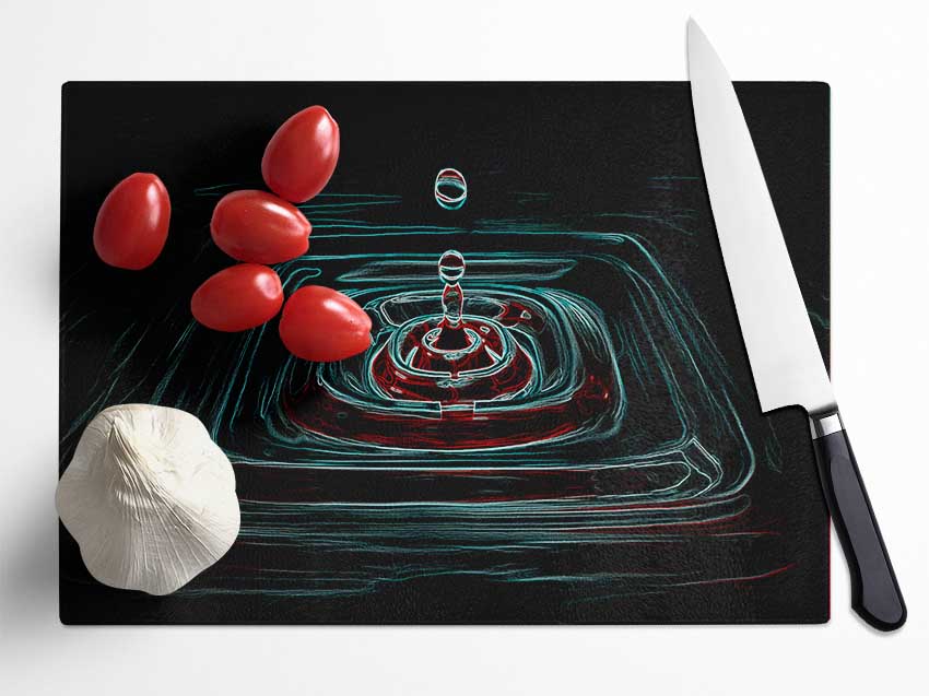 Water Squares Glass Chopping Board