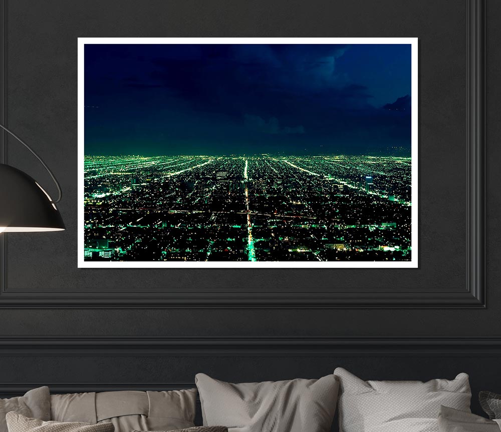 Aerial City View Print Poster Wall Art