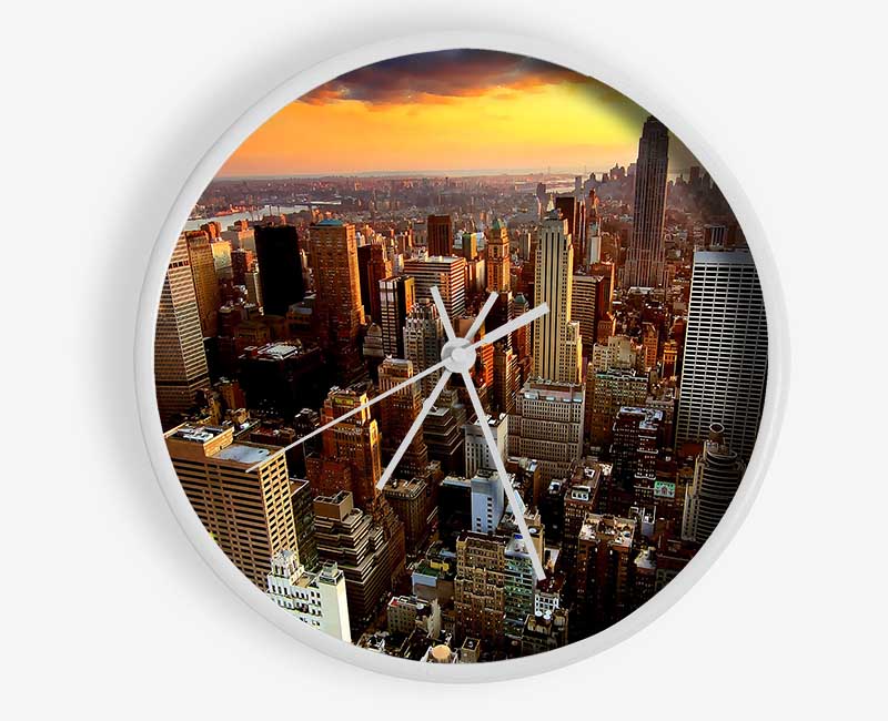 Aerial View Of New York City Sunset Clock - Wallart-Direct UK