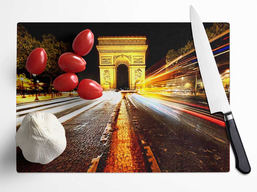 Arc De Triomphe At Night Glass Chopping Board