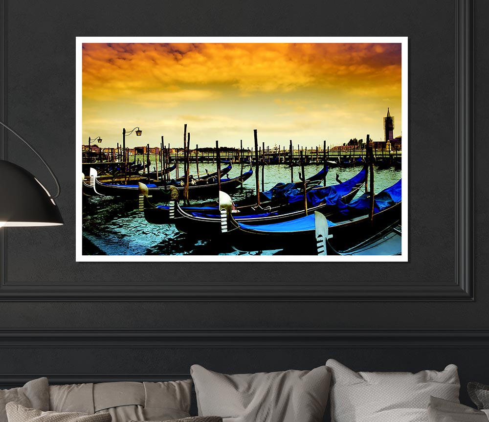 Beautiful Boats In The Harbour Print Poster Wall Art