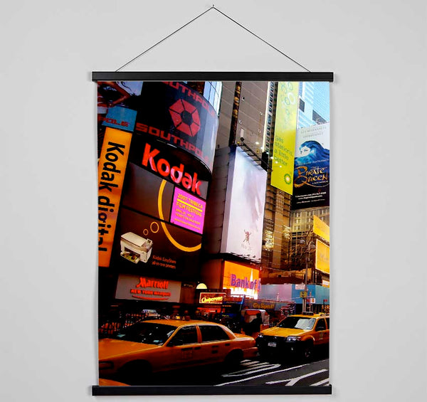 Billboards Of New YorkWith Yellow Cabs Hanging Poster - Wallart-Direct UK