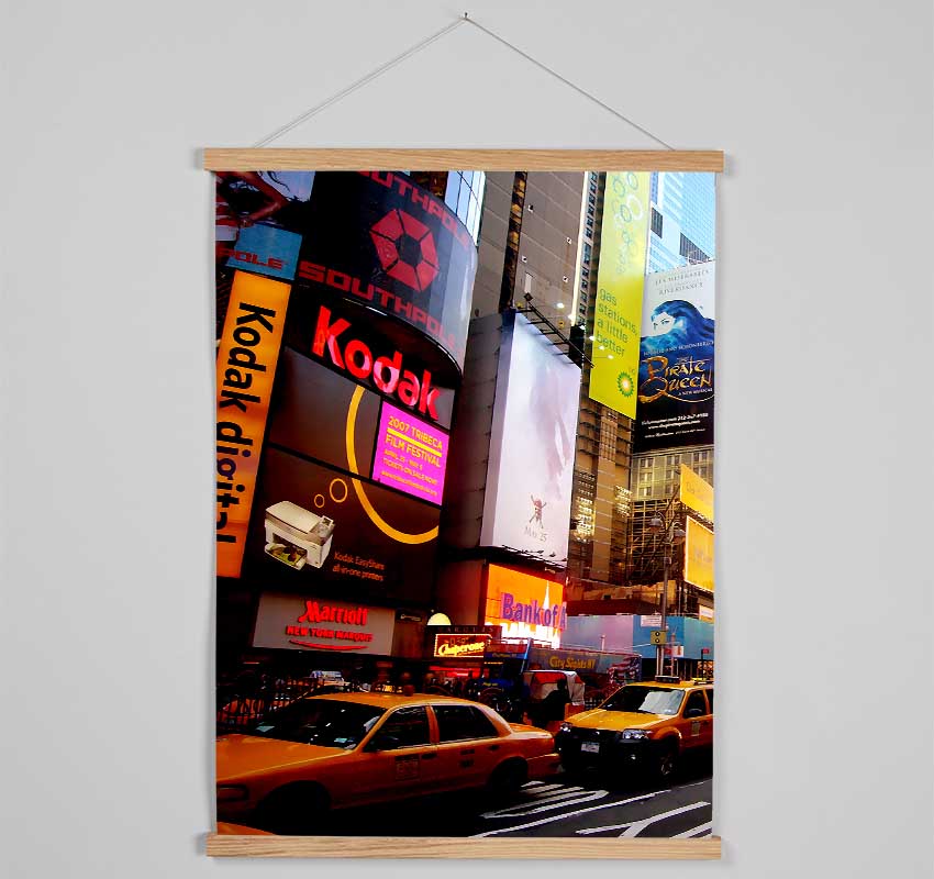 Billboards Of New YorkWith Yellow Cabs Hanging Poster - Wallart-Direct UK