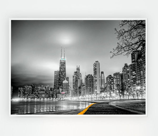 Black N White City Print Poster Wall Art