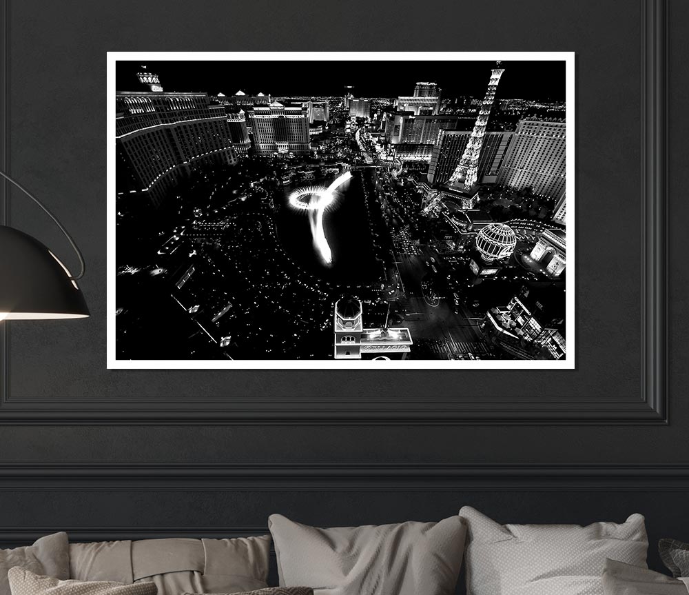 Black And White Vegas Print Poster Wall Art