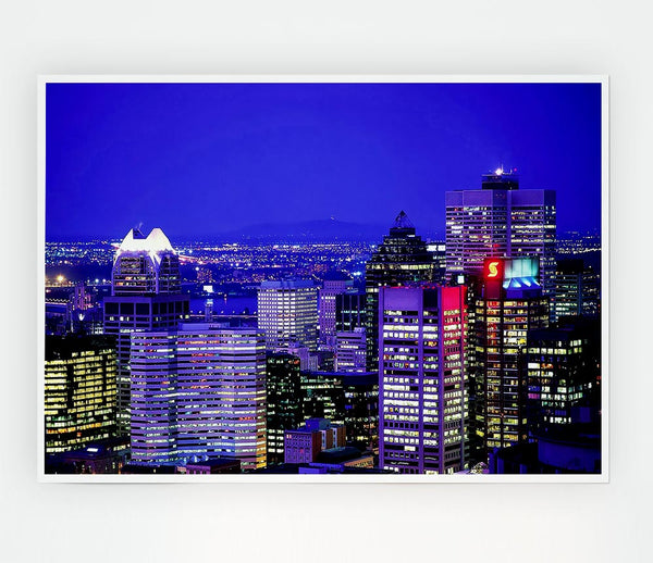 Blue City Nights Print Poster Wall Art