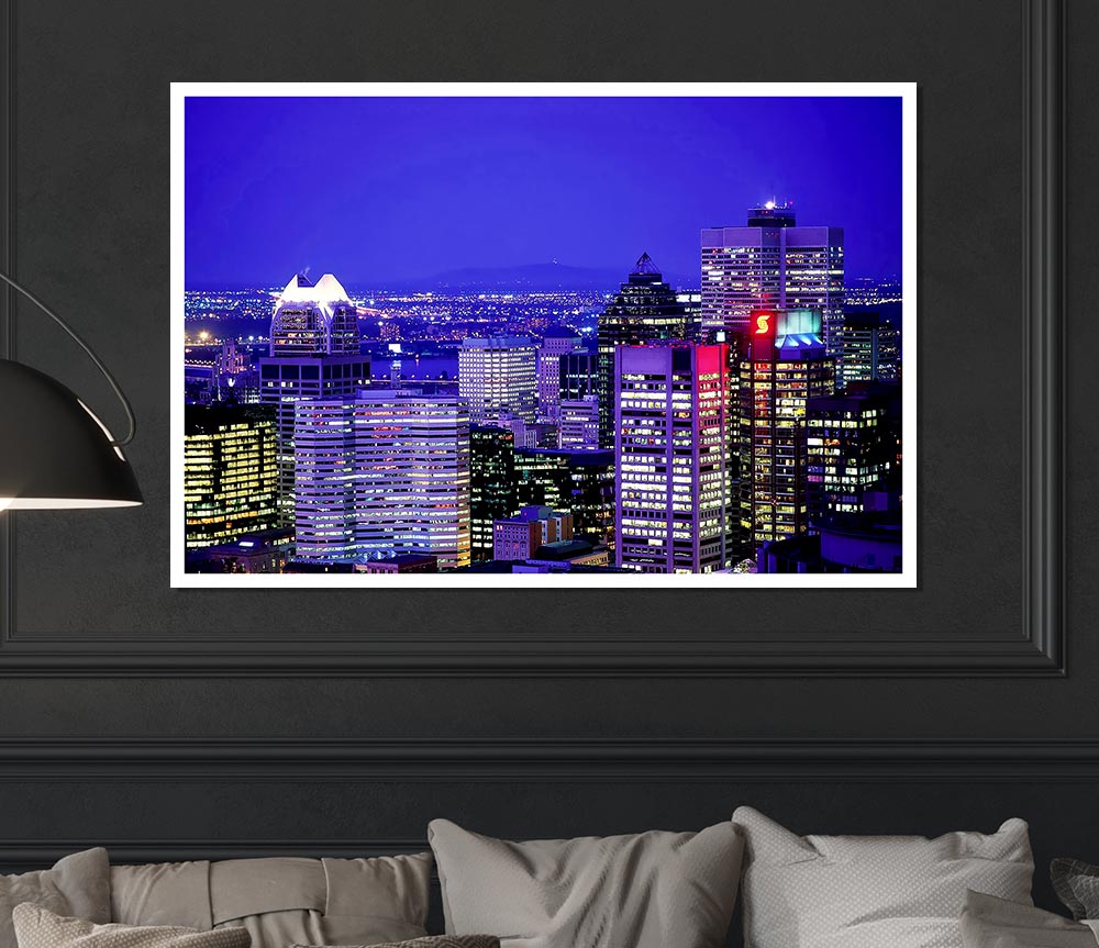 Blue City Nights Print Poster Wall Art