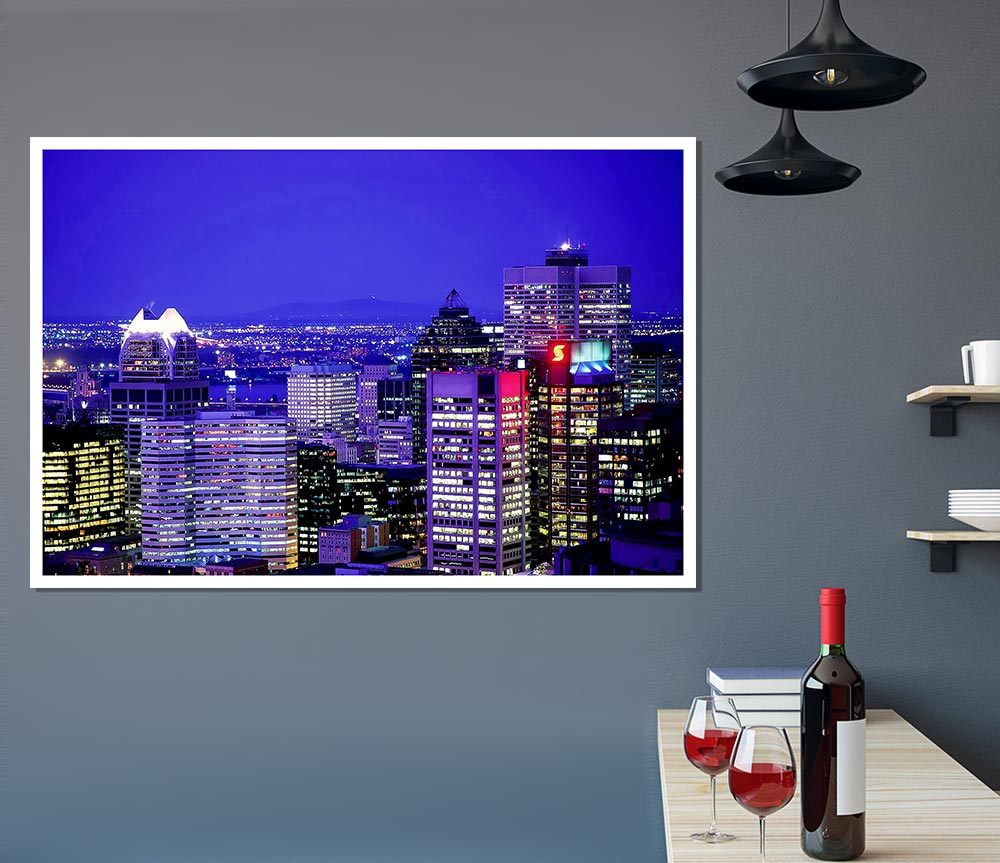 Blue City Nights Print Poster Wall Art